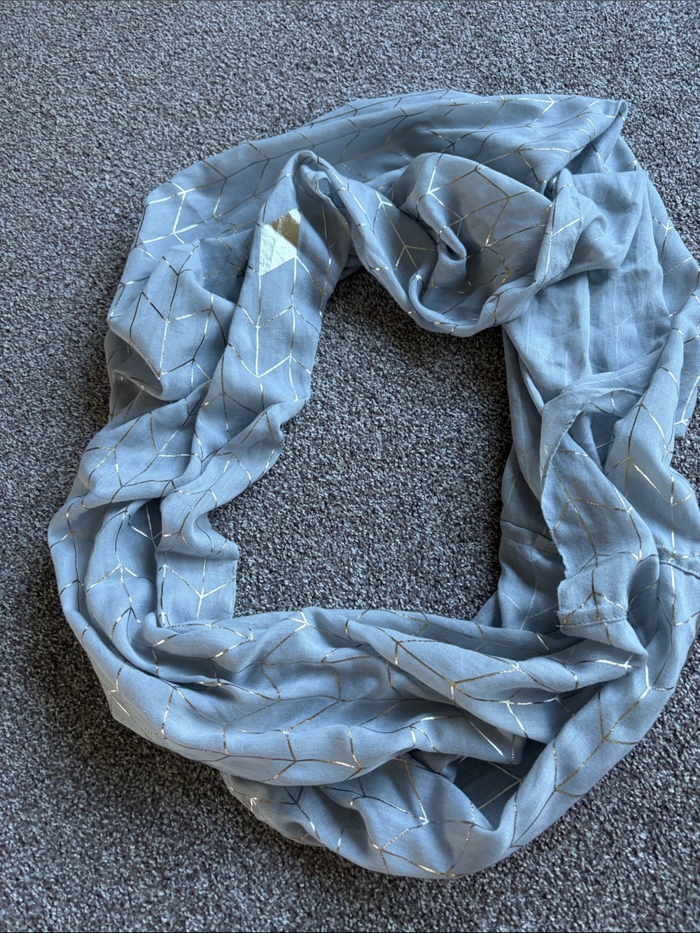 Light Blue Infinity Scarf with Metallic Stitching